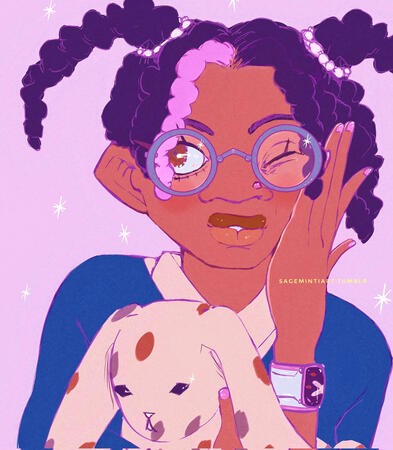 2023 Cecilia and her bunny Cisco, the femc for my upcoming otome game, (A) Techie in Love. Is also featured in the mini prequel; (A) Techie in Love byte: Dominic