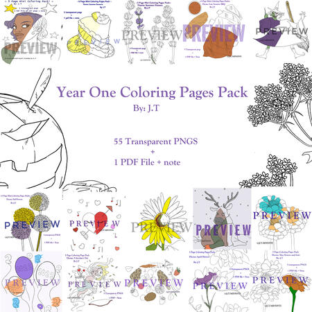 Year 1 in Coloring Pages, gumroad example Year 1 in Coloring Pages, gumroad example
