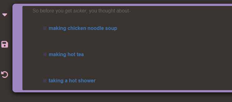 you have a cold. one of the many choices in the game.